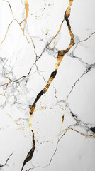 Fototapeta premium Biały ekskluzywny marmur, delikatny wzór złota, dekoracja płytka generative ai 