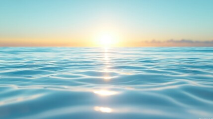 Fototapeta premium Calm ocean sunrise, gentle waves, tranquil sky