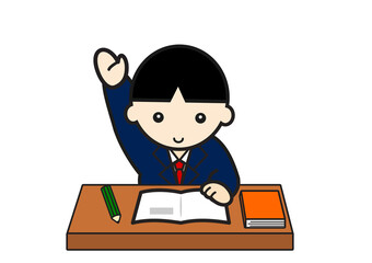 授業中に手を挙げる男の子