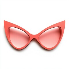 Coral cat-eye sunglasses, white background, fashion, product shot