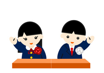 手を挙げる新一年生2