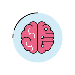 Brain with circuits vector icon