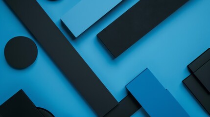 Fototapeta premium Photo of blue Background with Geometric Elements and Lines for Design, Featuring White Space in the Center for Text. Ideal for Banner Templates and Digital Projects. Minimalist Wallpaper.