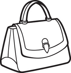 Female handbag line art, black outline, vector and illustration, line art&nbsp;and&nbsp;outline