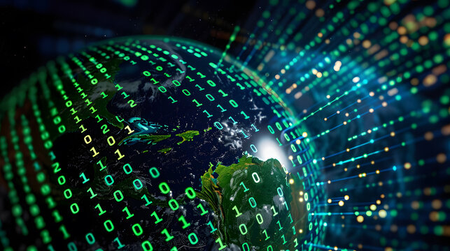 Binary code world photo