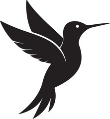 Fototapeta premium hummingbird silhouette, black and white silhouette, vector and&nbsp;illustration