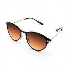 Oval sunglasses, amber lens, studio shot, white background, eyewear fashion