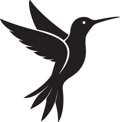 hummingbird silhouette, black and white silhouette, vector and illustration