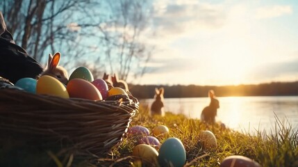 Easter Bunnies by the Lake
