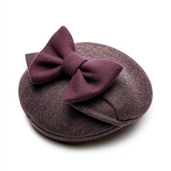 Purple Bow Pillbox Hat Studio Shot