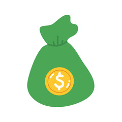 a sack of dollars. A money bag with a dollar sign