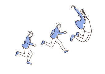 ホップ　ステップ　ジャンプ　成長するビジネスマン