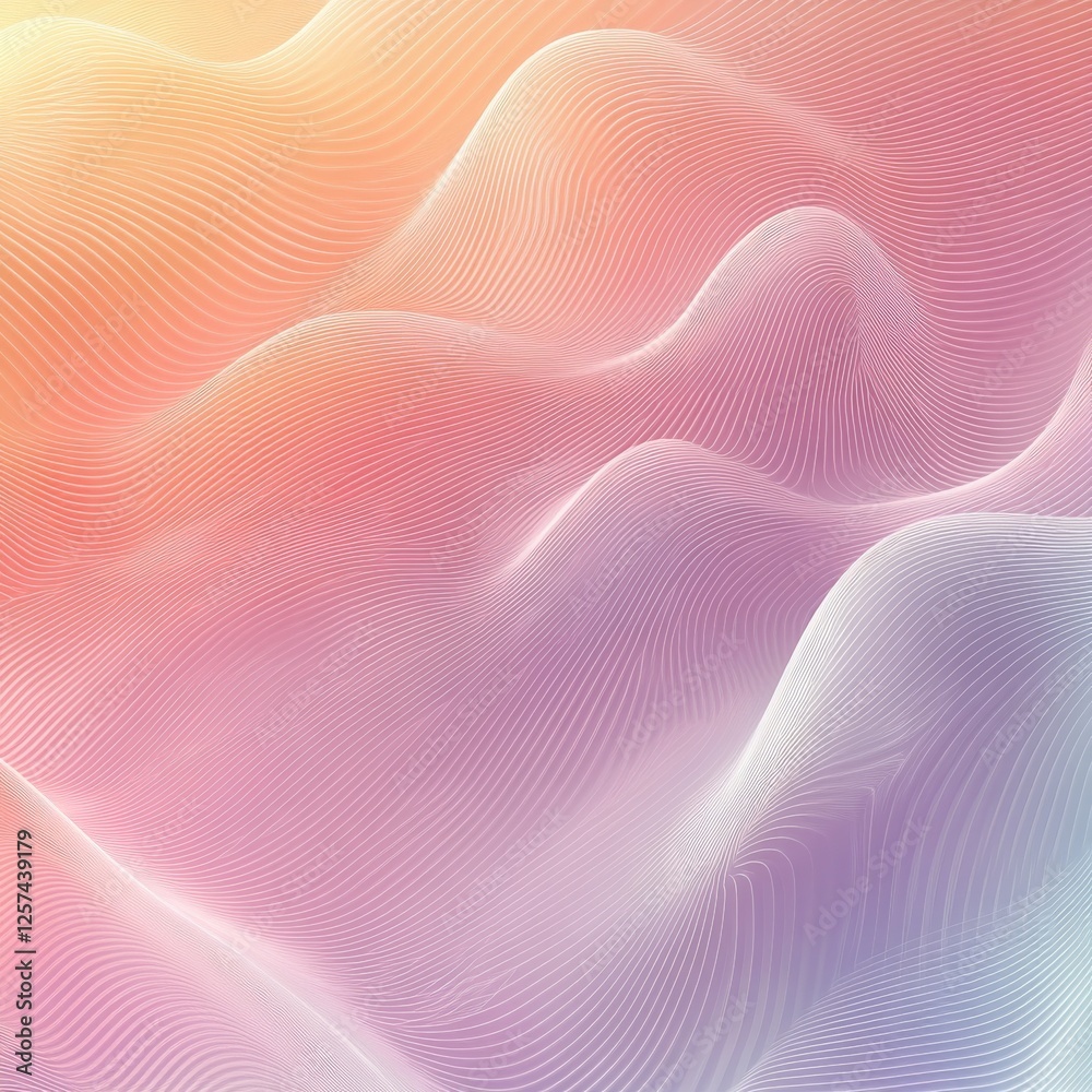 Poster abstract gradient flow: delicate lines in a pastel landscape - modern art, digital design, backgroun