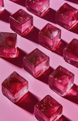 Pink Sugar Coated Jelly Cubes on Pink Background, Sweet Food Photography