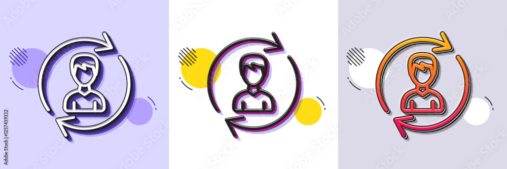 Wall mural human resources line icon. halftone dotted pattern. gradient icon with grain shadow. user profile si