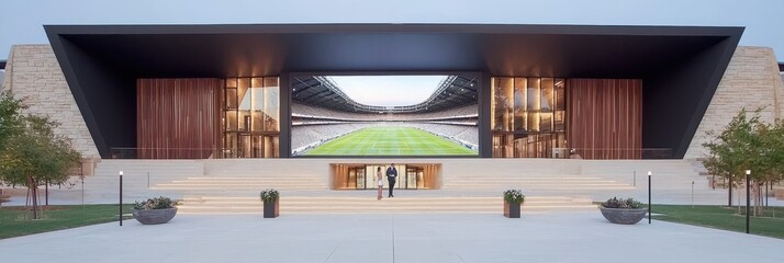 Modern Architectural Building with Large Screen Display