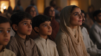 Fototapeta premium A Family Enjoying a Movie Dubbed in Many Languages