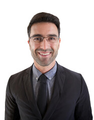 Portrait of only one Man. White Background.