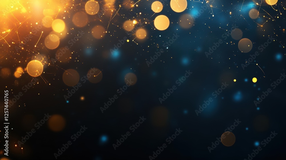 Fototapete dark background illuminated by shimmering gold and blue lights creating an abstract artistic effect