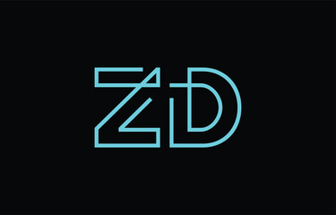 Illustration of creative typography featuring stylized letters Z and D with a minimal blue color theme, suitable for branding and graphic design inspiration.