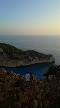 the shipwreck beach in Zakynthos at sunset