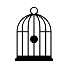 Empty bird cage silhouette icon vector illustration design on white background.
