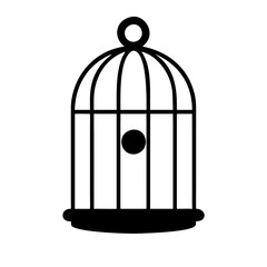 Empty bird cage silhouette icon vector illustration design on white background.
