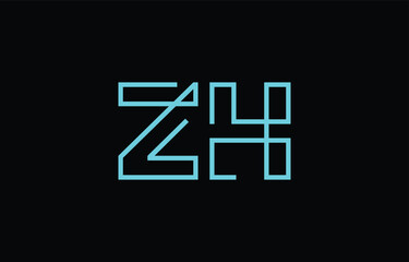 Fototapeta premium Illustration of creative typography featuring stylized letters Z and H with a minimal blue color theme, suitable for branding and graphic design inspiration.
