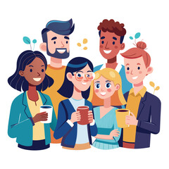 coworkers from different backgrounds enjoying vector image on a white background 