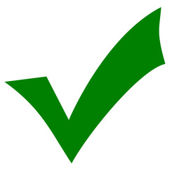 Green check mark icon. Tick symbol in green color, illustration. transparent background. © Hela