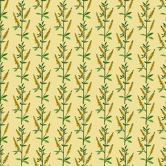 Botanical abstract plant seamless pattern with wildflowers vector illustration.Repeating retro floral pattern in yellow color background. Graphic design for Wallpaper Textile Cover Birthday Card Print
