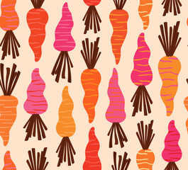 carrots veggies seamless pattern, vector illustration repeat design print