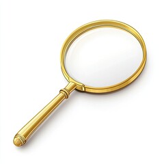 Gold Magnifying Glass on White Background