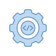 Code brackets with gears vector icon