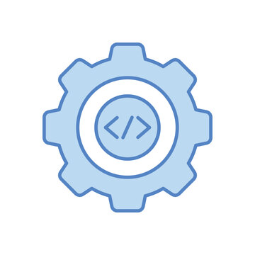 Code brackets with gears vector icon
