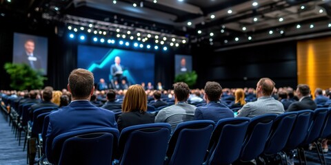 Professional conference event large auditorium business gathering modern venue audience perspective networking opportunities
