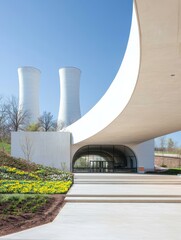 Modern Architectural Design Featuring Curved Concrete Structure