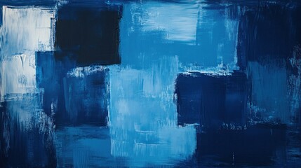 Abstract blue painting with textured brushstrokes.