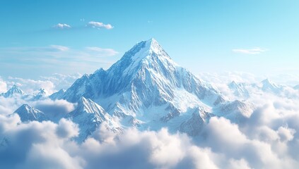 Majestic Snow-Capped Peaks Rise Above Clouds in Breathtaking Aerial View