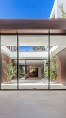 Modern Architectural Design Featuring Glass and Wood Elements