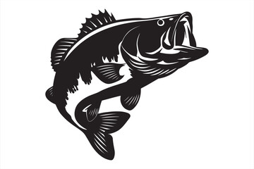 Black and White Bass Fish Artwork