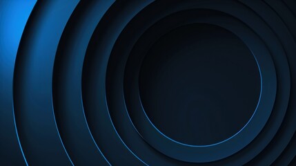 Abstract minimalist composition with concentric circles on Blue background. Featuring white space in the center for text, ideal for design templates and modern banners.