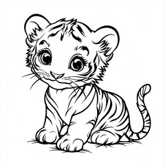 Fototapeta premium felidae white vertebrate facial expression terrestrial animal tiger snout carnivores whiskers line art