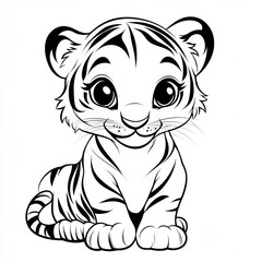 Fototapeta premium white felidae vertebrate tiger facial expression terrestrial animal snout whiskers carnivores line art