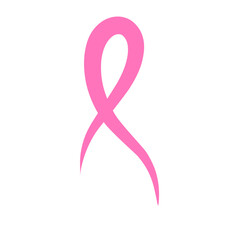 Pink ribbon design . Line art style. Breast Cancer Awareness Month Vector illustration.