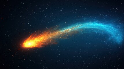 Obraz premium Cosmic abstract background with glowing comet trails, distant stars, and deep space elements