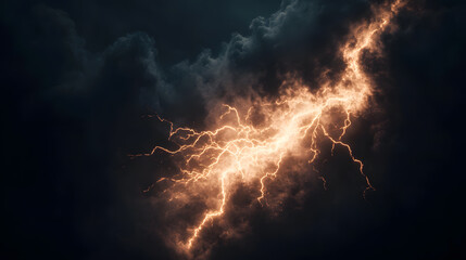 Fiery Lightning Strike in Dark Storm Clouds