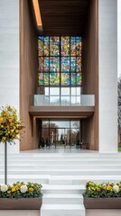 Modern Architectural Design Featuring Stained Glass Windows