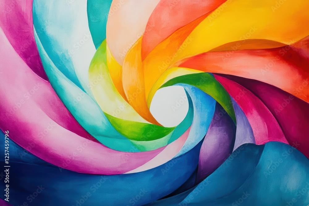 Poster Colorful abstract painting featuring vibrant swirls and dynamic fluid patterns on canvas