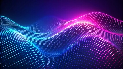 Obraz premium Abstract futuristic blue and purple gradient wave dotted patterns background